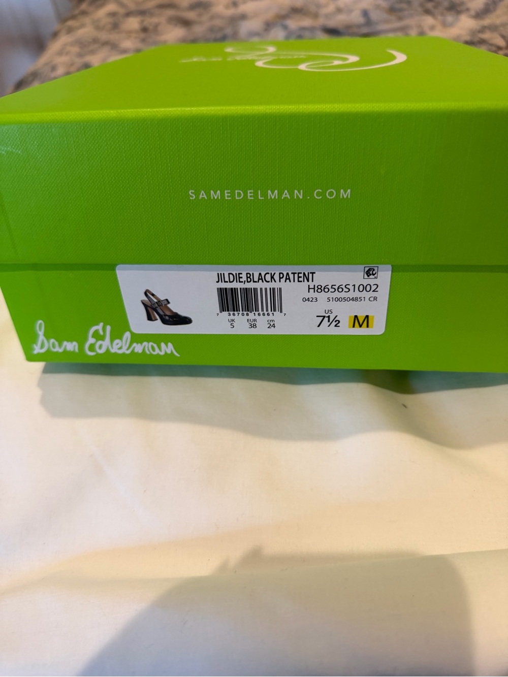Sam Edelman Black Patent Mary Jane Block Heels with Gold Buckle Accent BNIB - Picture 4 of 6